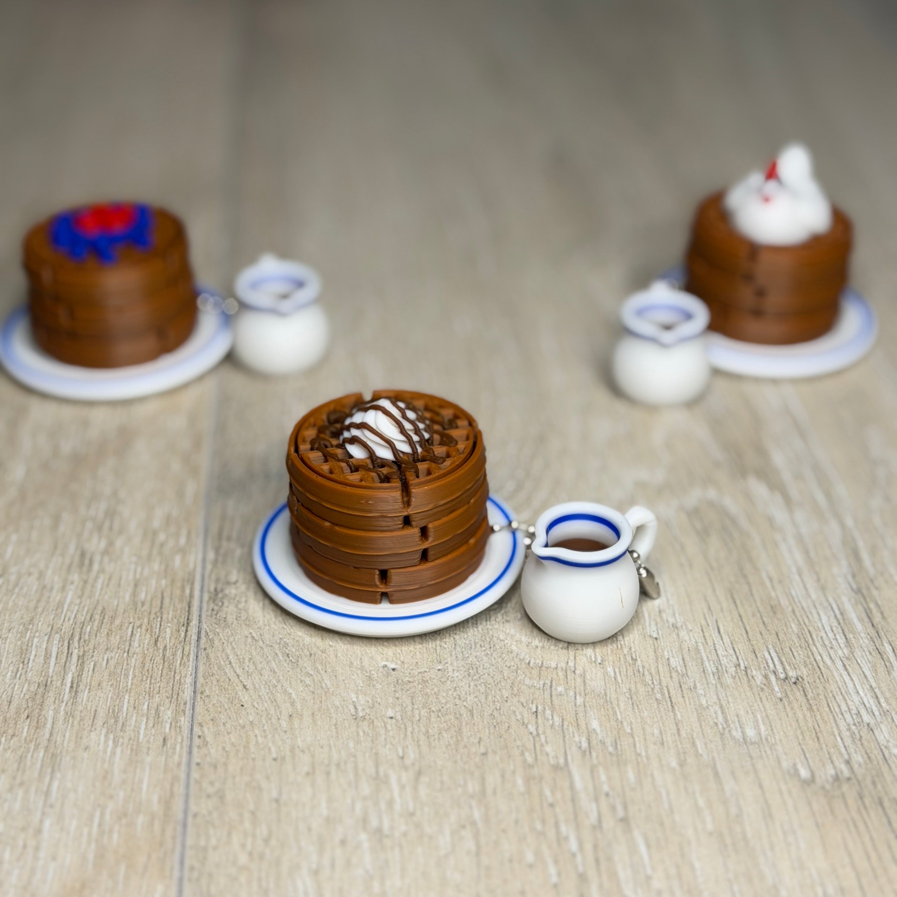 Whipped Cream & Syrup Drizzle Waffle Stack Fidget Clicker
