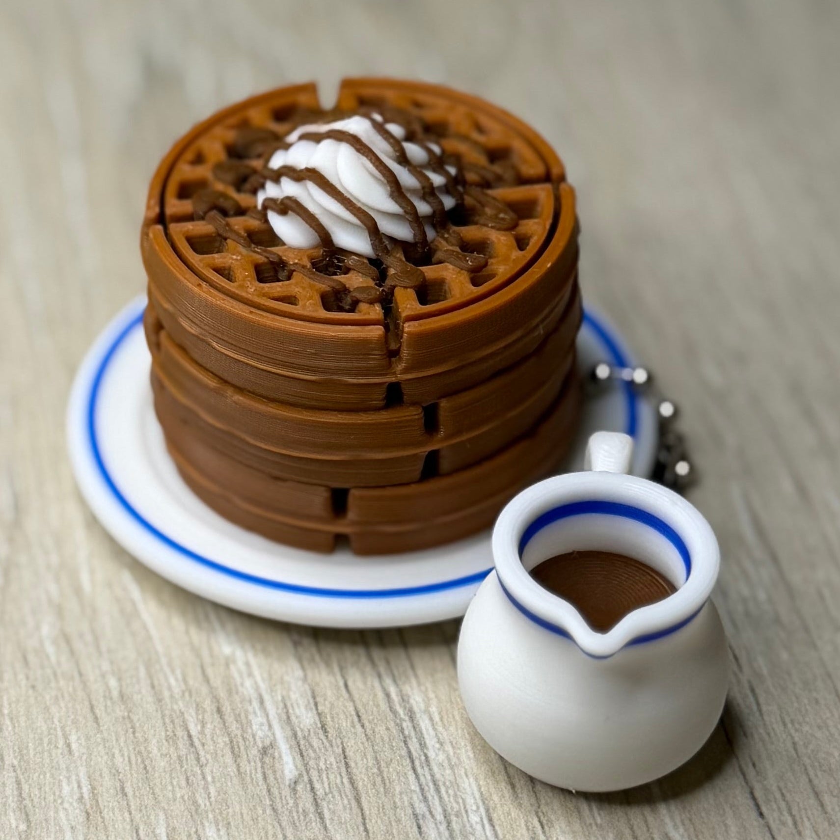 Whipped Cream & Syrup Drizzle Waffle Stack Fidget Clicker